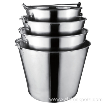 Round Stainless Steel Ice Bucket with Handle